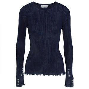 3.1 PHILLIP LIM blue Ribbed Wool-Blend Sweater